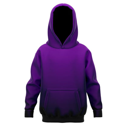 Black Purple Ombre Kids Pullover Hoodie, Tie Dye Gradient Girls Boy Toddler Youth Children Fleece Cozy Cotton Hooded Sweatshirt with Pockets
