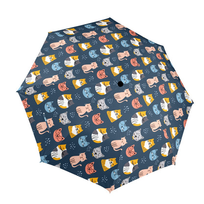 Cats Umbrella, Kittens Golf Anti-UV Semi-Automatic Sun Beach Rain Parasol Large Compact Travel Windproof Designer Vintage Luxury Men Women