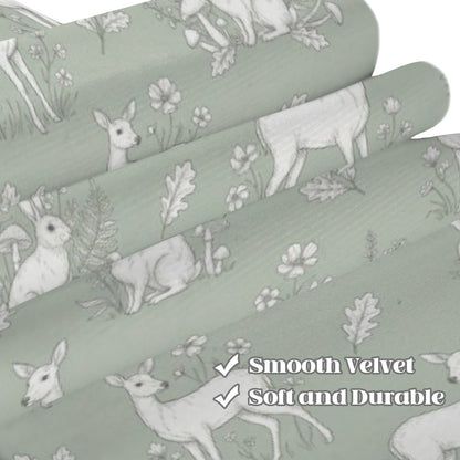 Woodland Print Window Curtain, Sage Green Animals Bedroom Kids Nursery Kitchen Living Room Bathroom Fabric Patterned Unique Rod Pocket Decor - Starcove Fashion