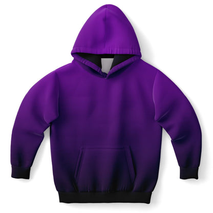 Black Purple Ombre Kids Pullover Hoodie, Tie Dye Gradient Girls Boy Toddler Youth Children Fleece Cozy Cotton Hooded Sweatshirt with Pockets