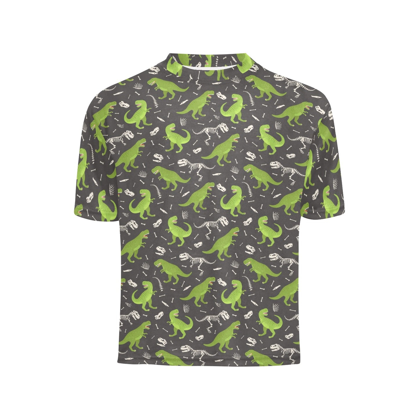 Dinosaur Kids Tshirt, T-Rex Green Dino Skeleton Skull Boys Girls Children Youth Teens Teenager Graphic Crewneck Tee Short Sleeve Shirt Top