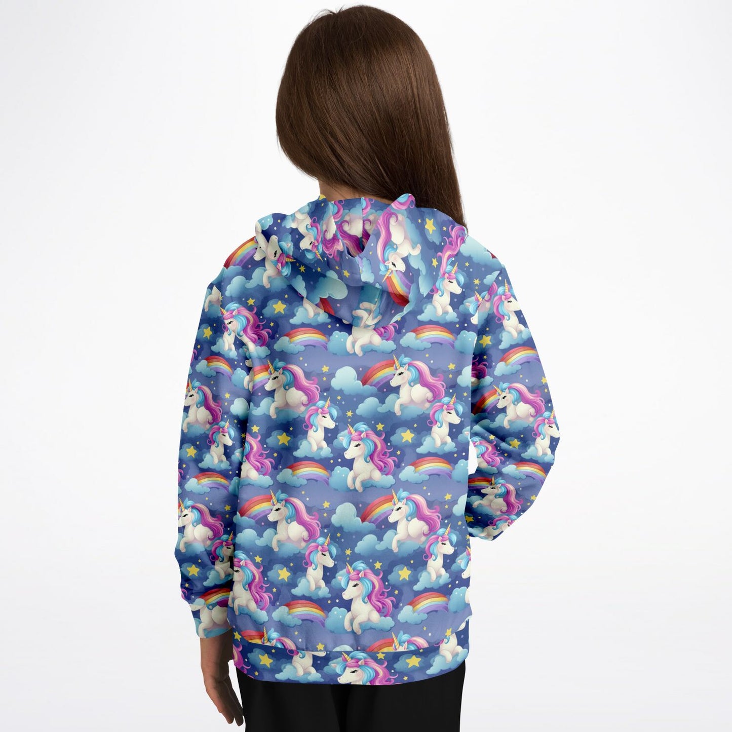 Unicorn Rainbow Kids Pullover Hoodie, Kawaii Girls Boy Toddler Youth Children Fleece Graphic Cozy Cotton Hooded Sweatshirt with Pockets