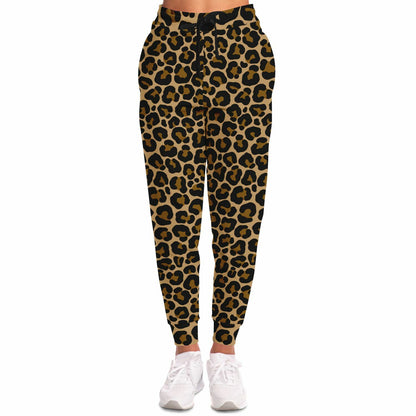 Leopard Joggers Sweatpants with Pockets, Animal Print Brown Cheetah Women Men Female Ladies Fleece Comfy Cotton Sweats Pants Bottoms
