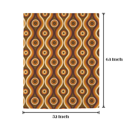 70s Retro Window Curtain, Orange Brown Vintage Kitchen Living Room Bedroom Bathroom Fabric Rod Pocket Decor Housewarming Home 63 Inch