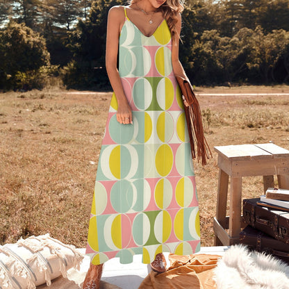 Mid Century Modern Maxi Dress, 60s 1960s Vintage Retro Long Spaghetti –  Starcove Fashion