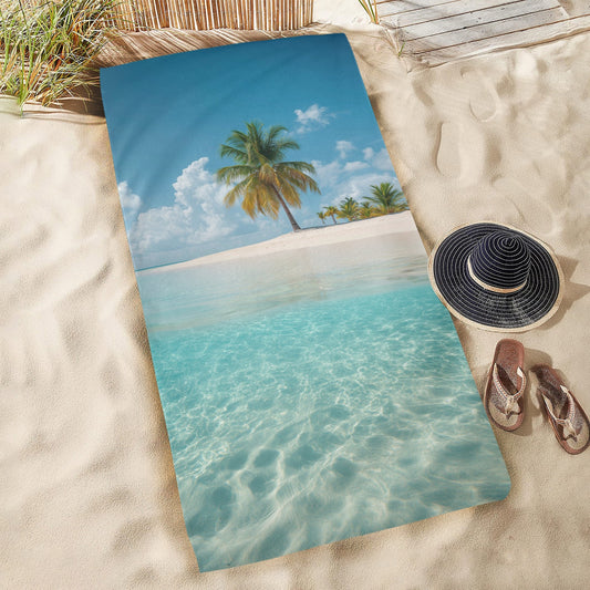 Palm Tree Oversized Beach Towel, Ocean Sea Sand Tropical Pool Microfiber Extra Large Swim Quick Dry Surf Designer Men Women XL Cotton