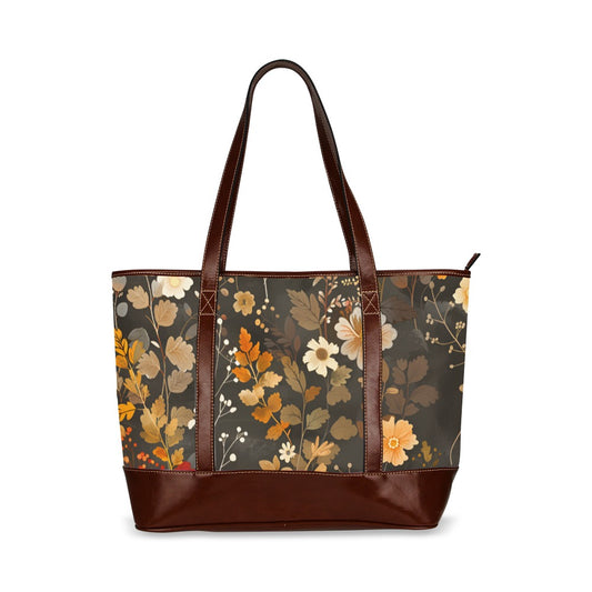 Floral Canvas Tote Bag with Zipper, Flowers Waterproof Pockets Beach Pool Designer Fabric Shoulder Handbag Women Work Purse Travel Carry On - Starcove Fashion