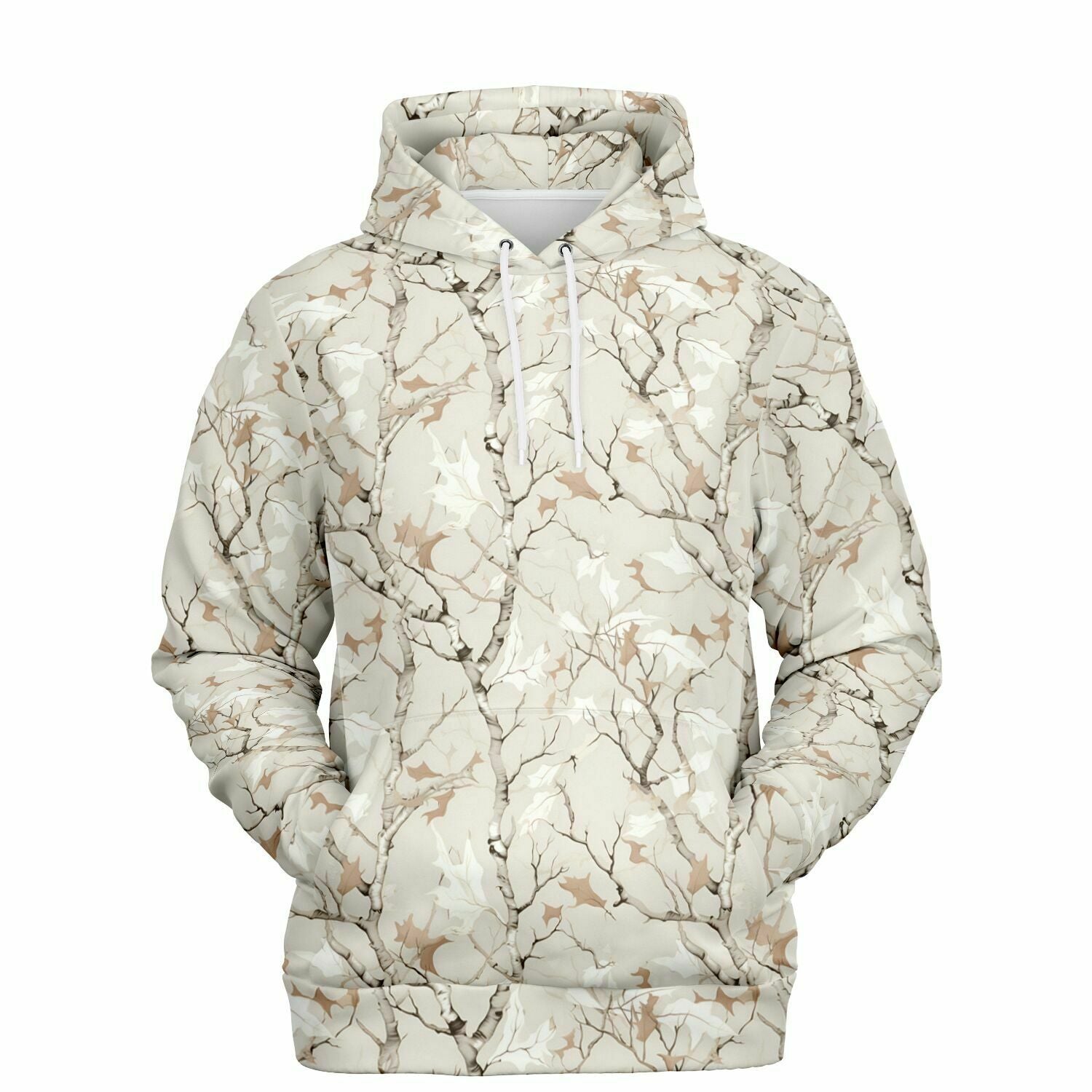 Real Camo Hoodie, Off White Cream Fall Leaf Camouflage Pullover Men Women Adult Aesthetic Graphic Cotton Hooded Sweatshirt Pockets Starcove Fashion