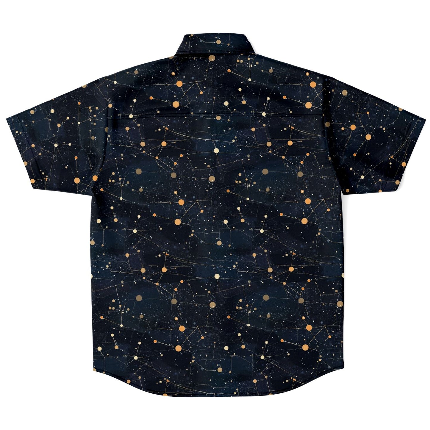 Constellation Short Sleeve Men Button Up Shirt, Space Stars Universe Print Casual Buttoned Down Summer Collared Dress Shirt