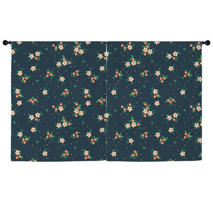 Floral Modern Window Curtain, Blue Green Flowers Kitchen Living Room Bedroom Bathroom Fabric Rod Pocket Decor Housewarming Home 63 Inch