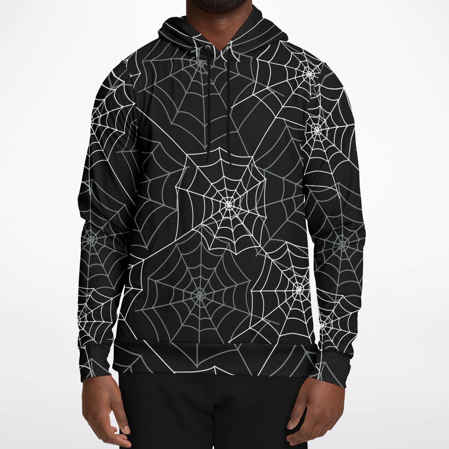 Spiderweb Hoodie, Halloween Black Creepy Pullover Men Women Adult Aesthetic Graphic Cotton Hooded Sweatshirt with Pockets Designer Plus Size