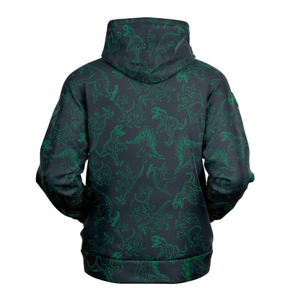Dinosaur Hoodie, Dino Trex Green Pullover Men Women Male Ladies Adult Aesthetic Graphic Cotton Hooded Sweatshirt with Pockets