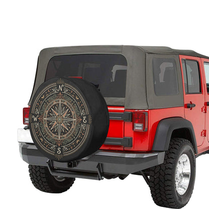 Boho Compass Rose Spare Tire Wheel Cover, Navigation Bohemian Celestial Moon Tribal Back Up Camera Hole Rear Back RV Car Camper Motorhome - Starcove Fashion