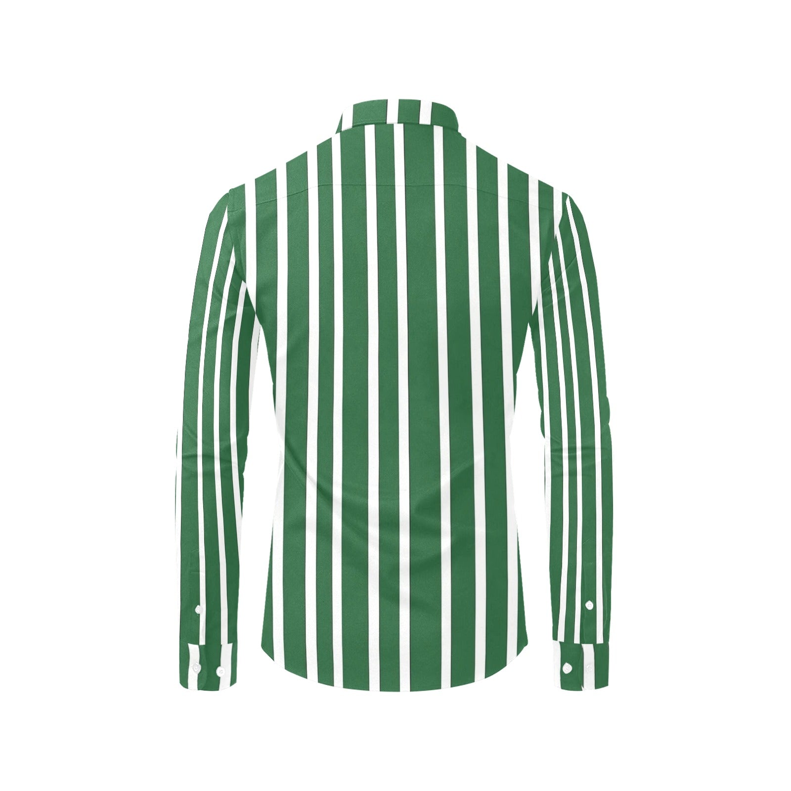 Green White Striped Men Button Up Shirt, Vertical Stripes Long Sleeve Buttoned Down Collar Male Guys Casual Dress Chest Pocket S Green White Striped Men Button Up Shirt, Vertical Stripes Long Sleeve Buttoned Down Collar Male Guys Casual Dress Chest Pocket S