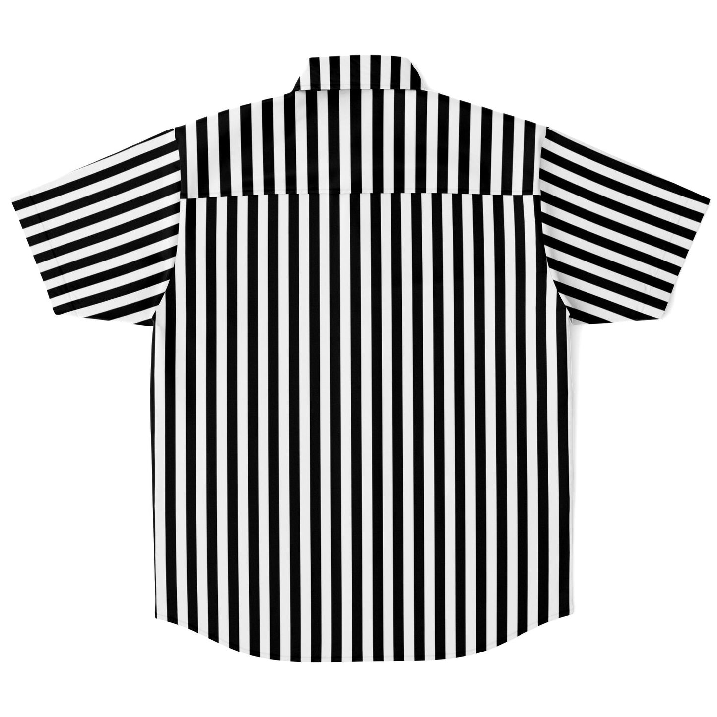 Black and White Vertical Striped Men Button Up Shirt, Short Sleeve Print Casual Buttoned Down Summer Male Guys Collared Designer Dress