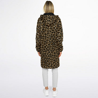 Leopard Hooded Cloak Fleece Jacket, Animal Print Cheetah Zipper Coat Men Women Male Ladies Winter Mink Hooded Parka Wearable Cape Pockets