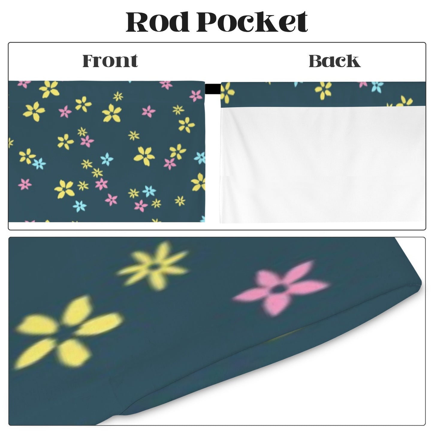 Green Yellow Floral Modern Window Curtain, Flowers Kitchen Living Room Bedroom Bathroom Fabric Rod Pocket Decor Housewarming Home 63 Inch