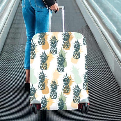 Pineapple Luggage Cover, Flowers Tropical White Aesthetic Print Suitcase Carry On Bag Washable Protector Travel Designer Zipper Gift