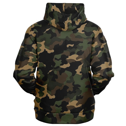 Brown Green Camo Zip Up Hoodie, Black Camouflage Full Zipper Pocket Men Women Unisex Adult Aesthetic Cotton Fleece Hooded Sweatshirt