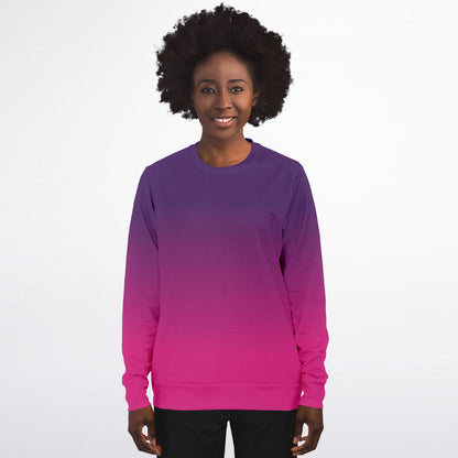 Pink Purple Ombre Sweatshirt, Gradient Tie Dye Crewneck Fleece Cotton Sweater Jumper Pullover Men Women Adult Aesthetic Designer Top