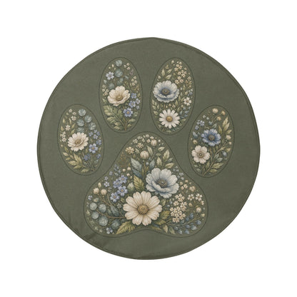 Paw Spare Tire Cover, Sage Green Floral Dog Cat Animal Puppy Pet Love Backup Camera Hole Rear Extra Wheel Unique RV Back Car Trailer Campers