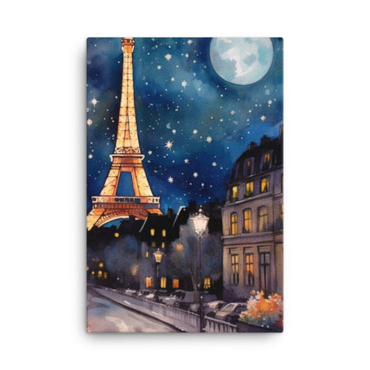 Paris Canvas Gallery Wrap, Eifel Tower France Vintage Wall Art Print Decor Watercolor Small Large Hanging Vintage Vertical Travel Poster Starcove Fashion