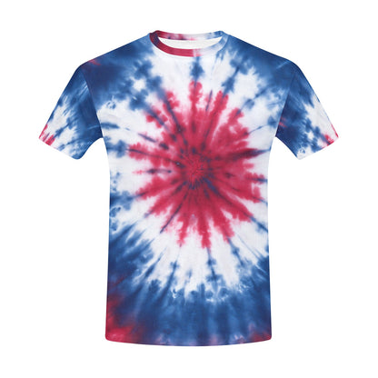Red White Blue Tie Dye Tshirt, Designer Graphic Aesthetic Lightweight Summer Crewneck Men Male Women Tee Top Short Sleeve Shirt
