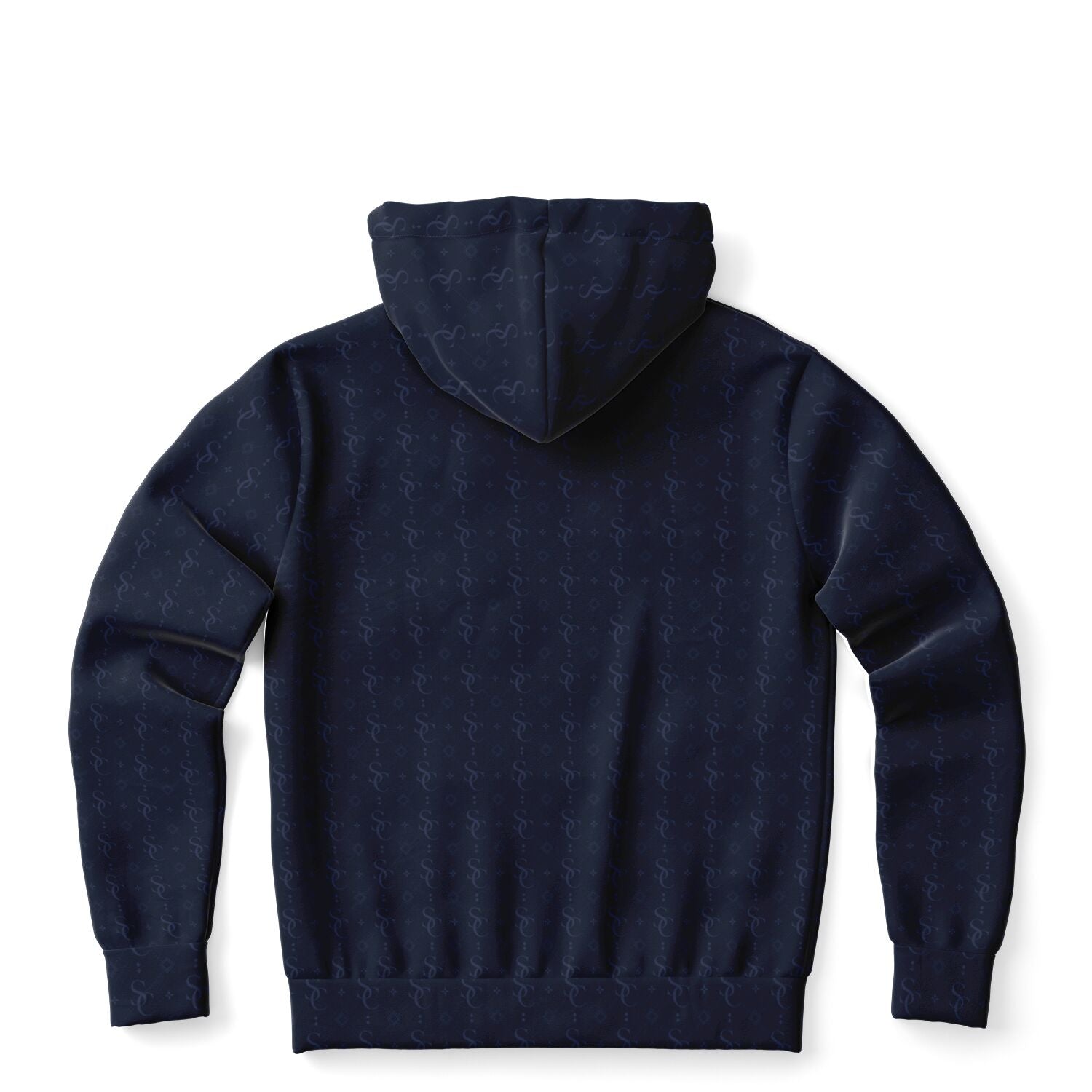 Navy Blue Zip Up Hoodie, Geometric Monogram Pattern Full Zipper Pocket Men Women Unisex Aesthetic Graphic Cotton Fleece Hooded Sweatshirt - Starcove Fashion