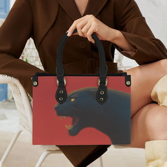 Black Panther Vegan Leather Crossbody Purse Women, Red Animal Small Handbag Shoulder Bag Ladies Zip Strap Designer Cross Body