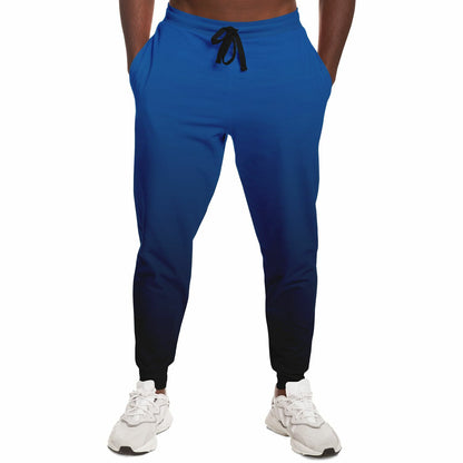 Blue Black Ombre Joggers Sweatpants Pockets, Gradient Tie Dye Women Men Female Ladies Fleece Comfy Sweats Pants Loungewear Bottoms