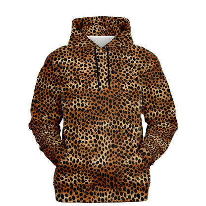 Leopard Hoodie, Cheetah Animal Print Brown Black Pullover Men Women Adult Aesthetic Graphic Cotton Hooded Sweatshirt with Pockets Starcove Fashion