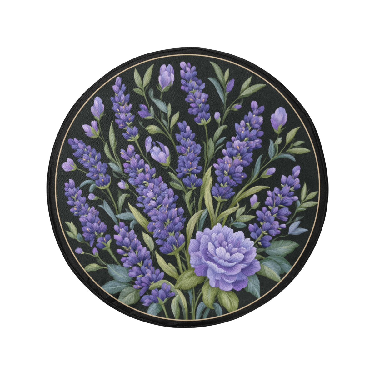 Purple Flowers Spare Tire Cover, Lilac Lavender Floral Faux Embroidery Print Floral Wheel Auto Car Backup Camera Hole Trailer Back Women RV