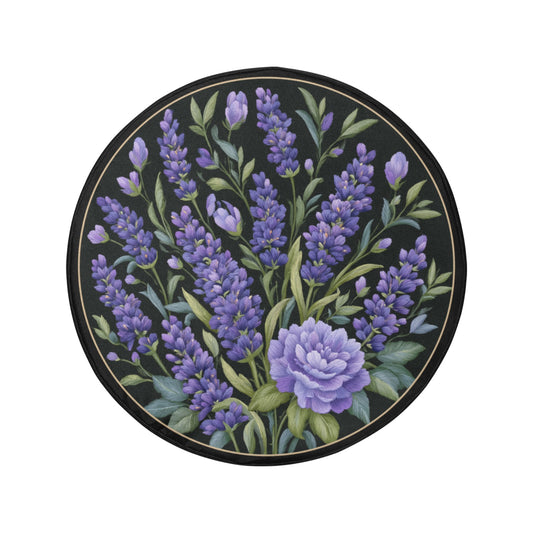 Purple Flowers Spare Tire Cover, Lilac Lavender Floral Faux Embroidery Print Floral Wheel Auto Car Backup Camera Hole Trailer Back Women RV