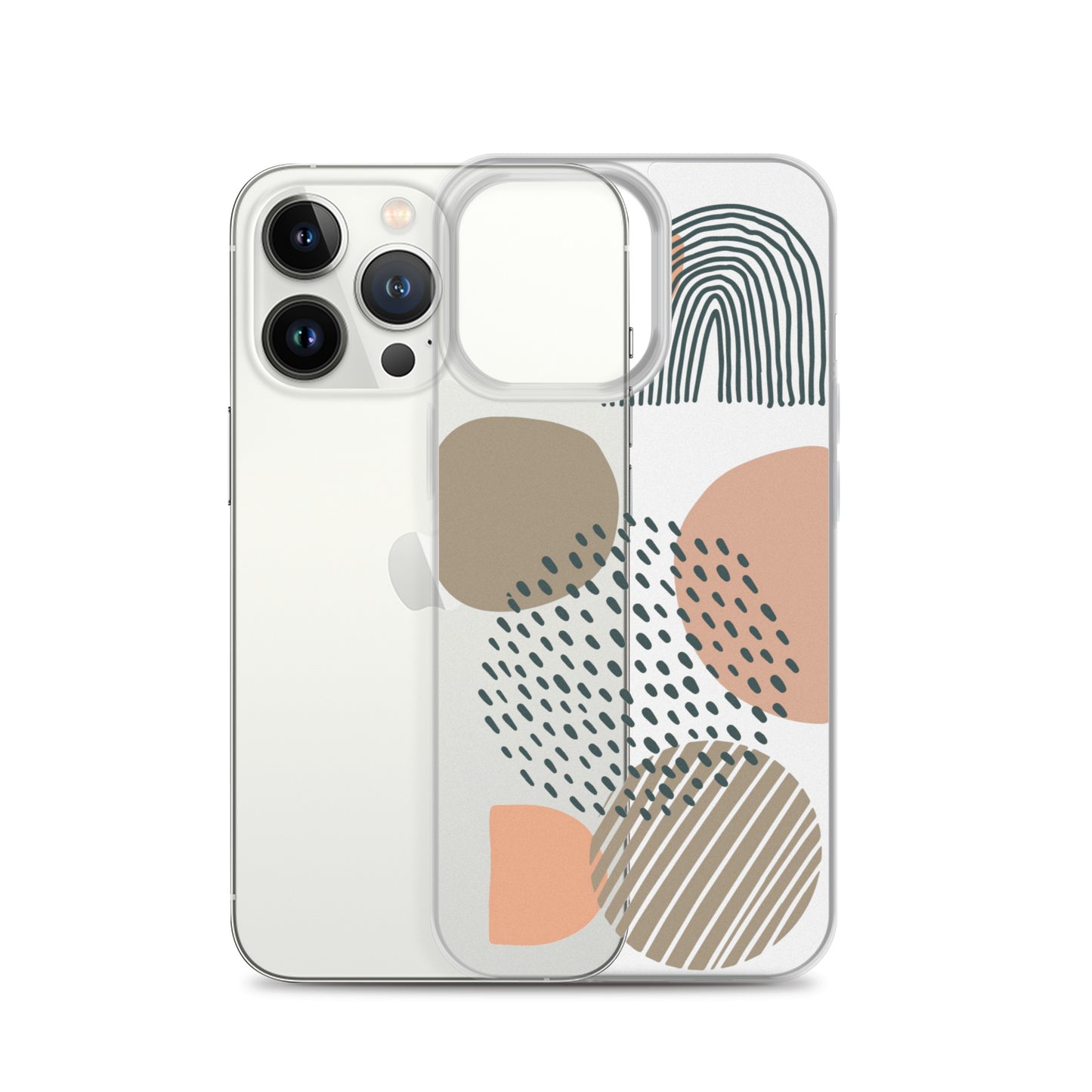 Abstract Shapes Clear iPhone 14 13 12 Pro Max Case, Modern Art Print Cute Aesthetic iPhone 11 Mini SE 2020 XS Max XR X 8 7 Plus Transparent