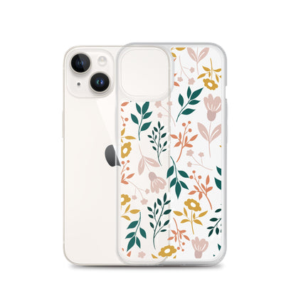 Botanical Leaves Clear iPhone 14 13 12 Pro Max Case, Plants Print Cute Aesthetic iPhone 11 Mini SE 2020 XS Max XR X 8 7 Plus Transparent