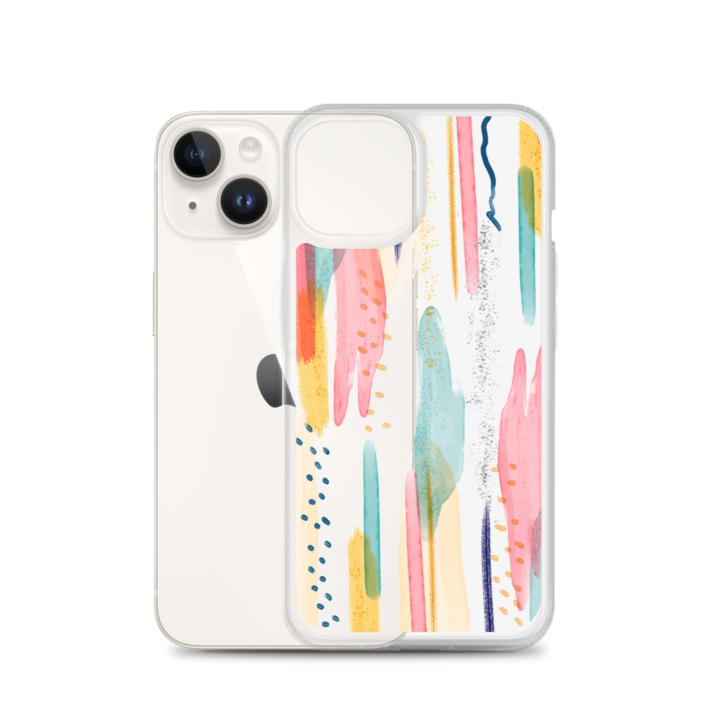 Modern Abstract Art iPhone 14 13 12 11 Pro Max Clear Phone Case, Brush Strokes Design Cover For iPhone 7 8 Plus X 10 XR XS Max Aesthetic