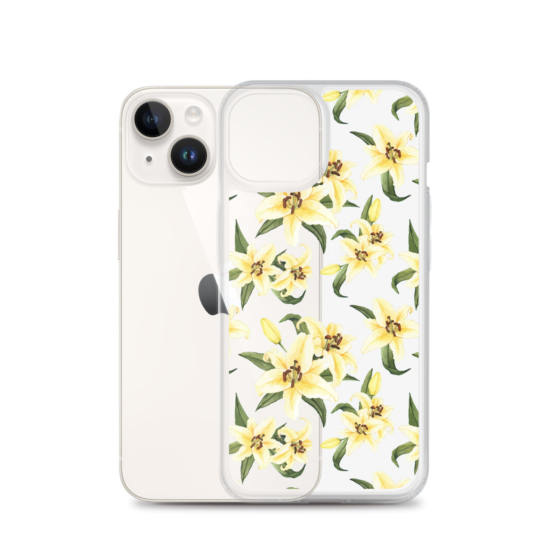 Lily Floral Clear iPhone 14 13 12 Pro Max Case, Yellow Flower Pattern Transparent Print Cute Gift iPhone 11 Mini SE XS XR X 7 8 Cell Phone Starcove Fashion