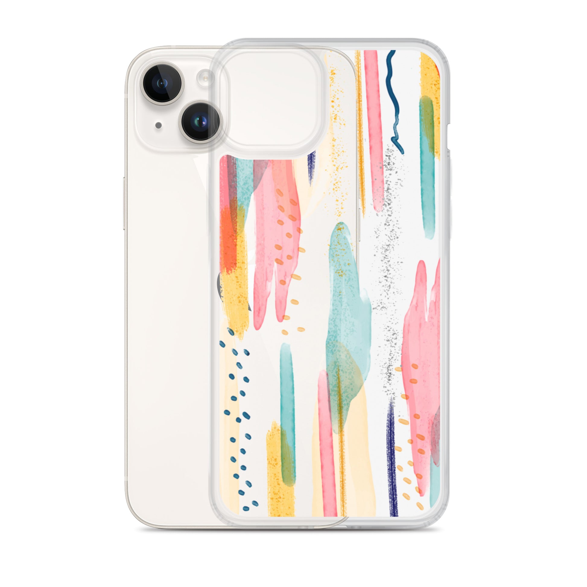 Modern Abstract Art iPhone 14 13 12 11 Pro Max Clear Phone Case, Brush Strokes Design Cover For iPhone 7 8 Plus X 10 XR XS Max Aesthetic Starcove Fashion