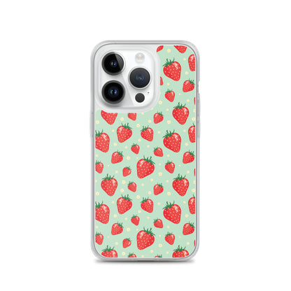 Strawberry iPhone 14 13 Pro Max Case, Red Fruit Cute Art Flower Print Aesthetic iPhone 12 11 Mini SE 2020 XS Max XR X 7 Plus 8 Phone