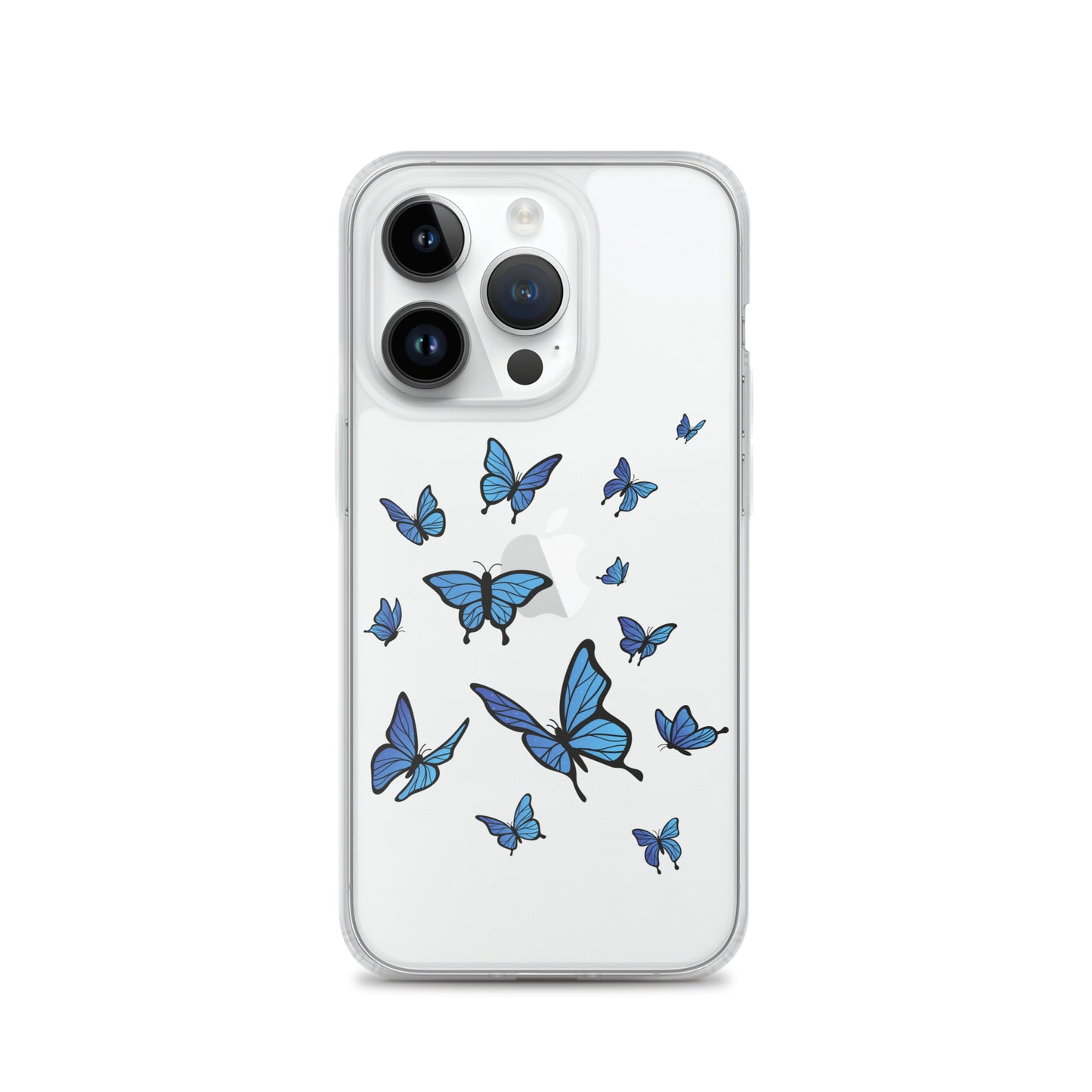 Blue Butterfly Clear iPhone 15 14 13 Pro Max Case, Monarch Print Cute Gift Aesthetic iPhone 12 11 Mini SE XS Max XR X 8 7 Plus Cell Phone