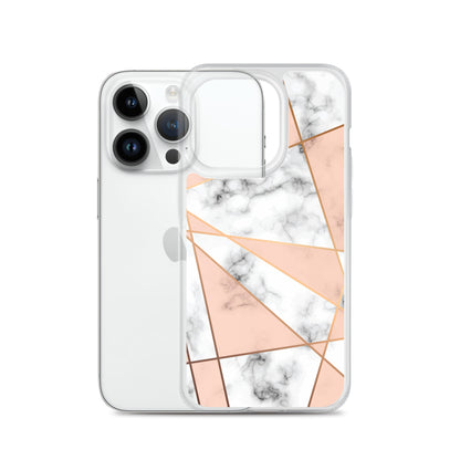 Rose Gold Marble iPhone 15 14 13 12 Pro Max Case, White Pink Aesthetic Geometric Cute Case Gift iPhone 11 Mini SE XS Max XR X 8 7 - Starcove Fashion