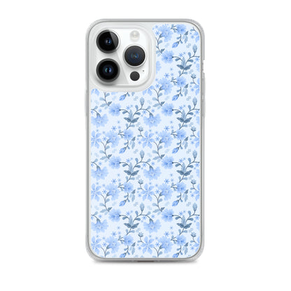 Light Blue Flowers iPhone 14 13 12 Pro Max Case, Petal Print Cute Gift Aesthetic iPhone 11 Mini SE 2020 XS XR X 7 Plus 8 Cell Phone