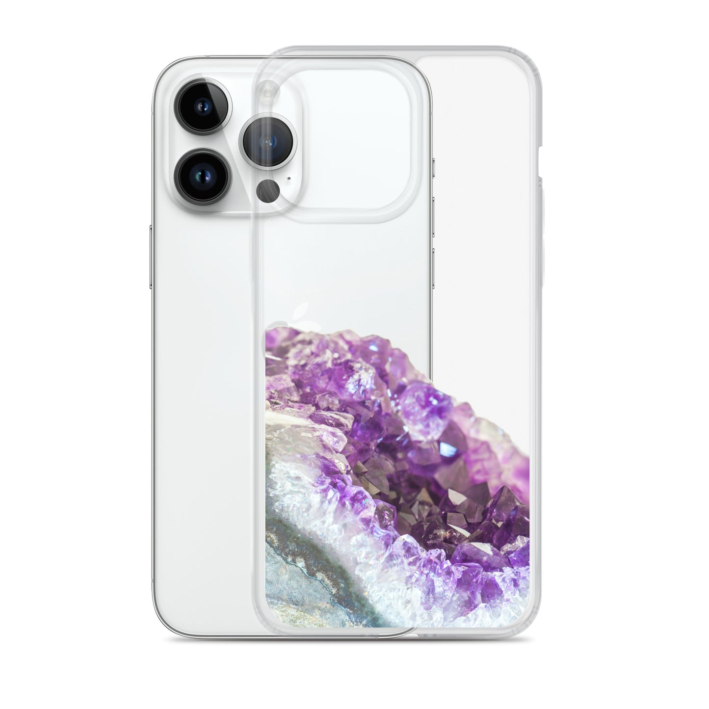 Geode iPhone 14 13 12 Pro Clear Case, Purple Crystal Amethyst Stone Print iPhone 11 Mini SE 2020 XS Max XR X 7 Plus 8 Cell Phone