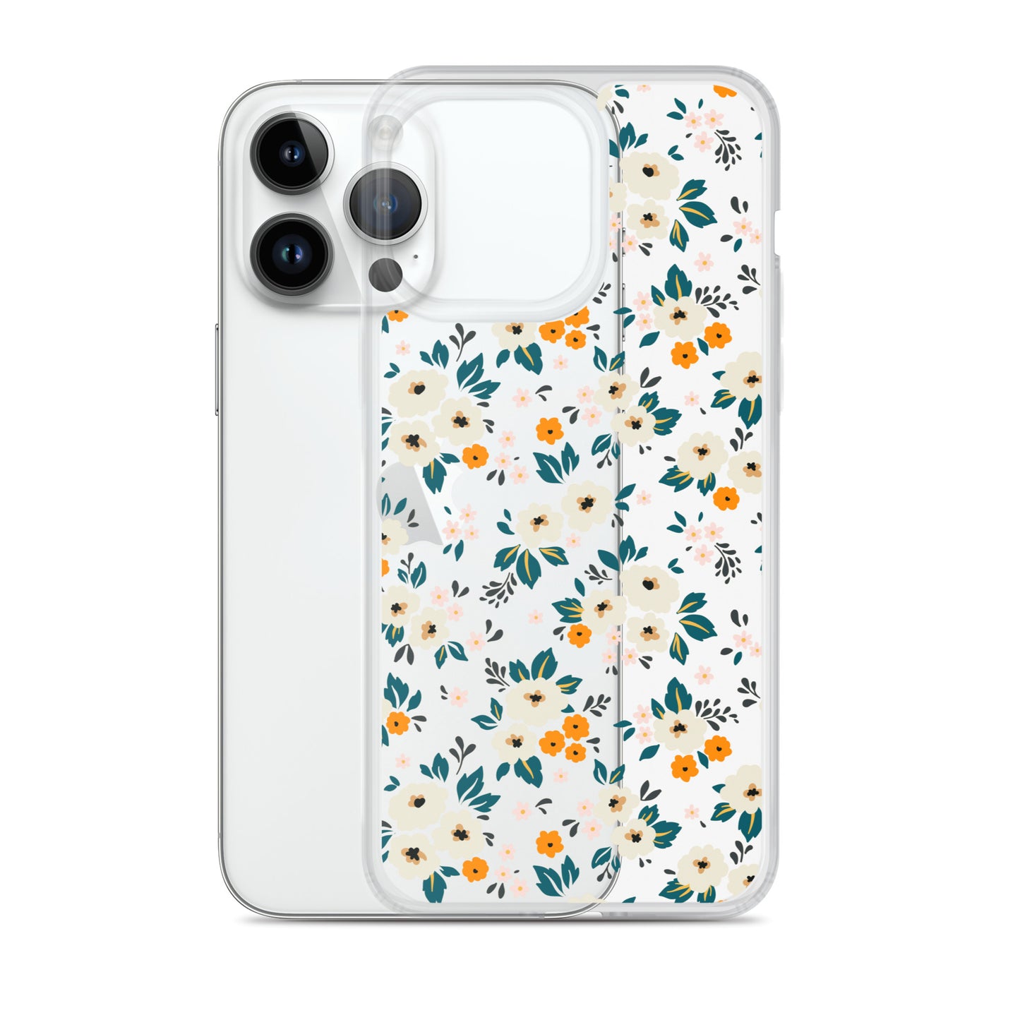 Small Flower Pattern Clear iPhone 14 13 12 Pro Max Case, Floral Print Cute Aesthetic iPhone 11 Mini SE 2020 XS XR X 8 7 Plus Transparent