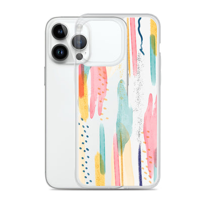 Modern Abstract Art iPhone 14 13 12 11 Pro Max Clear Phone Case, Brush Strokes Design Cover For iPhone 7 8 Plus X 10 XR XS Max Aesthetic