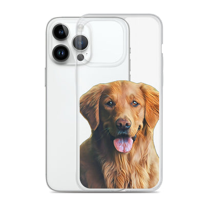 Custom Pet Portrait Clear Phone Case, iPhone 15 14 13 12 11 Pro Max Mini 8 7 X Xr Plus Dog Lover Owner Painting Personalized Transparent