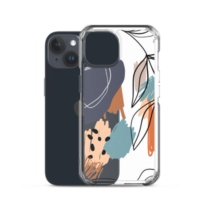 Abstract Pattern Clear iPhone 15 14 13 12 Pro Max Case, Geometric Print Cute Aesthetic iPhone 11 Mini SE XS XR X 8 7 Transparent
