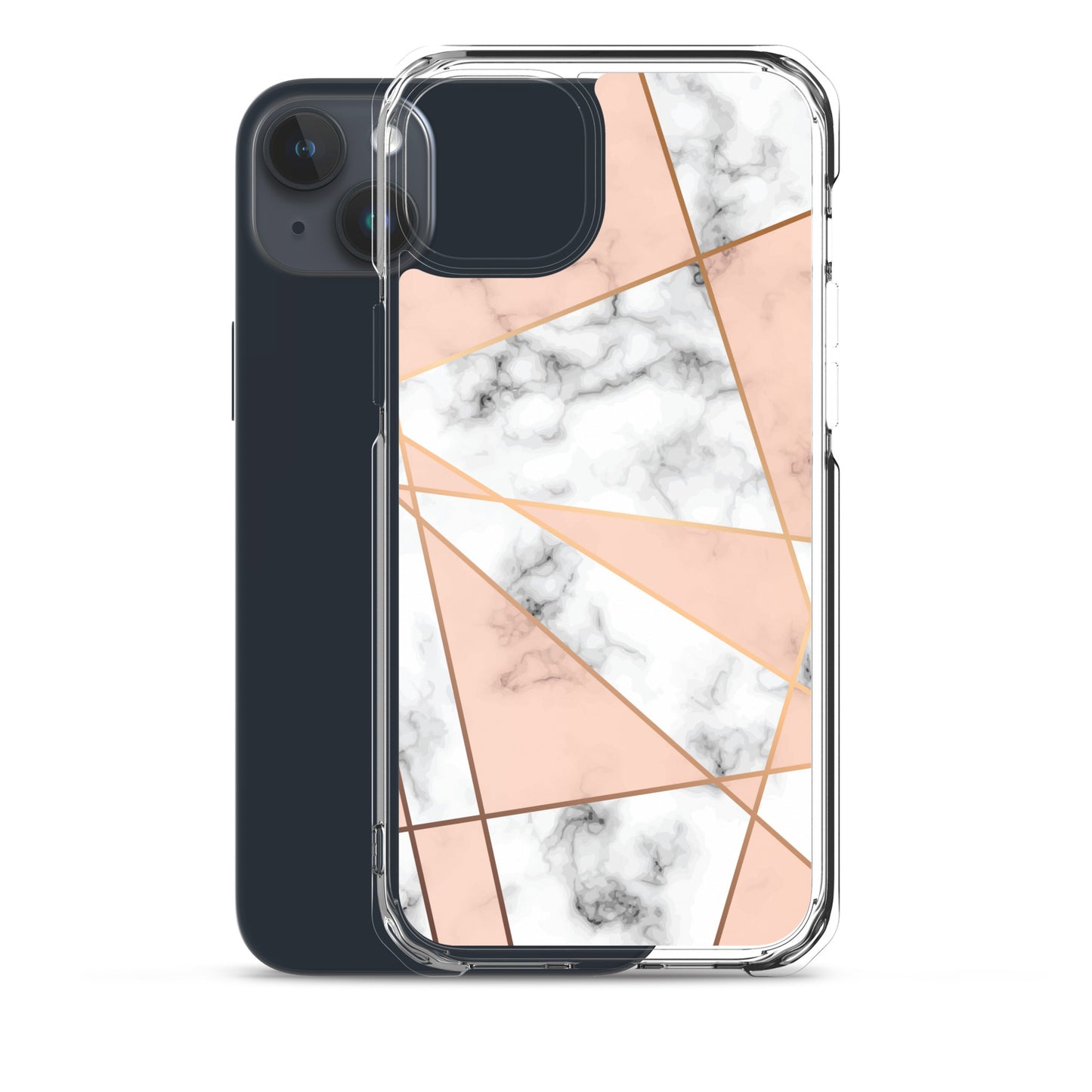 Rose Gold Marble iPhone 15 14 13 12 Pro Max Case, White Pink Aesthetic Geometric Cute Case Gift iPhone 11 Mini SE XS Max XR X 8 7 - Starcove Fashion
