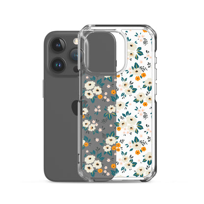 Small Flower Pattern Clear iPhone 15 14 13 12 Pro Max Case, Floral Print Cute Aesthetic iPhone 11 Mini SE 2020 XS XR X 8 7 Plus Transparent