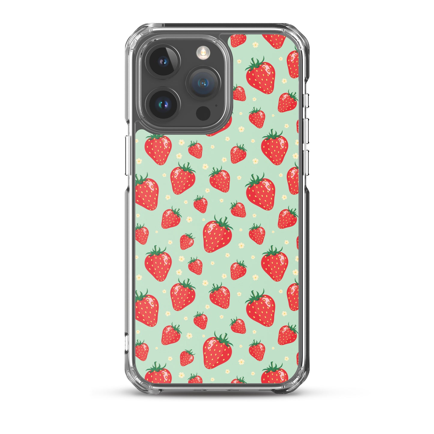 Strawberry iPhone 15 14 13 Pro Max Case, Red Fruit Green Cute Art Flower Print Aesthetic iPhone 12 11 Mini SE XS Max XR X 7 8 Phone
